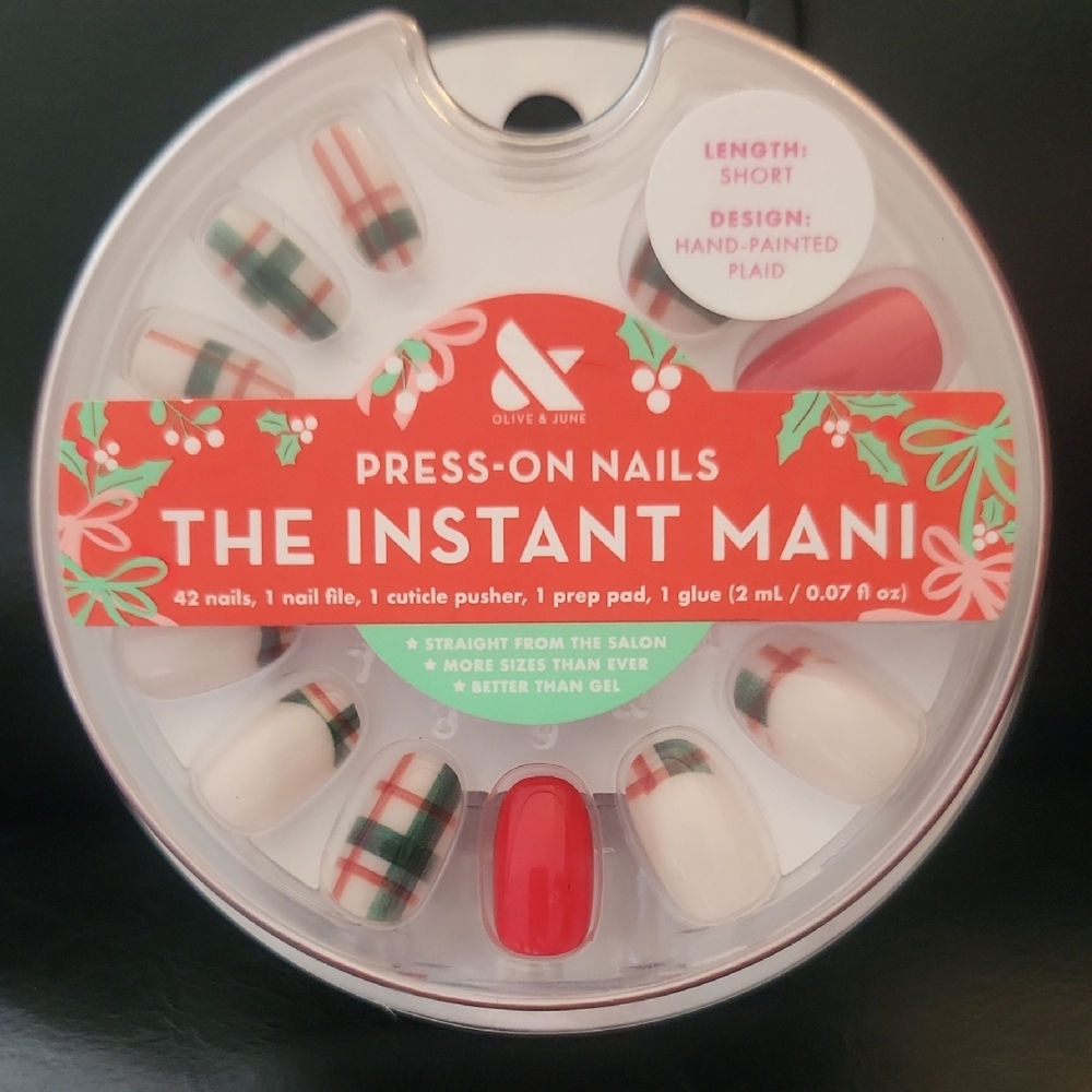 Olive & June - The Instant Mani - Hand-Painted Plaid